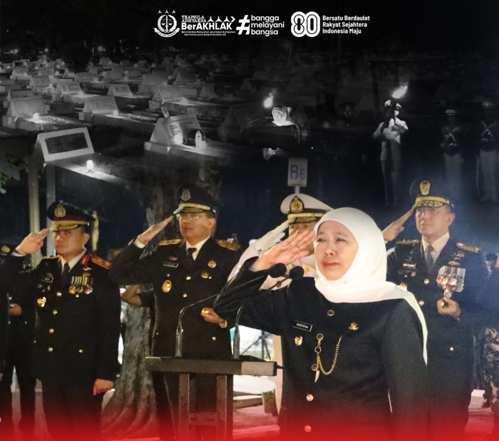 Kajati Jatim Hadiri Apel Kehormatan dan Renungan Suci di TMP Sepuluh November Surabaya