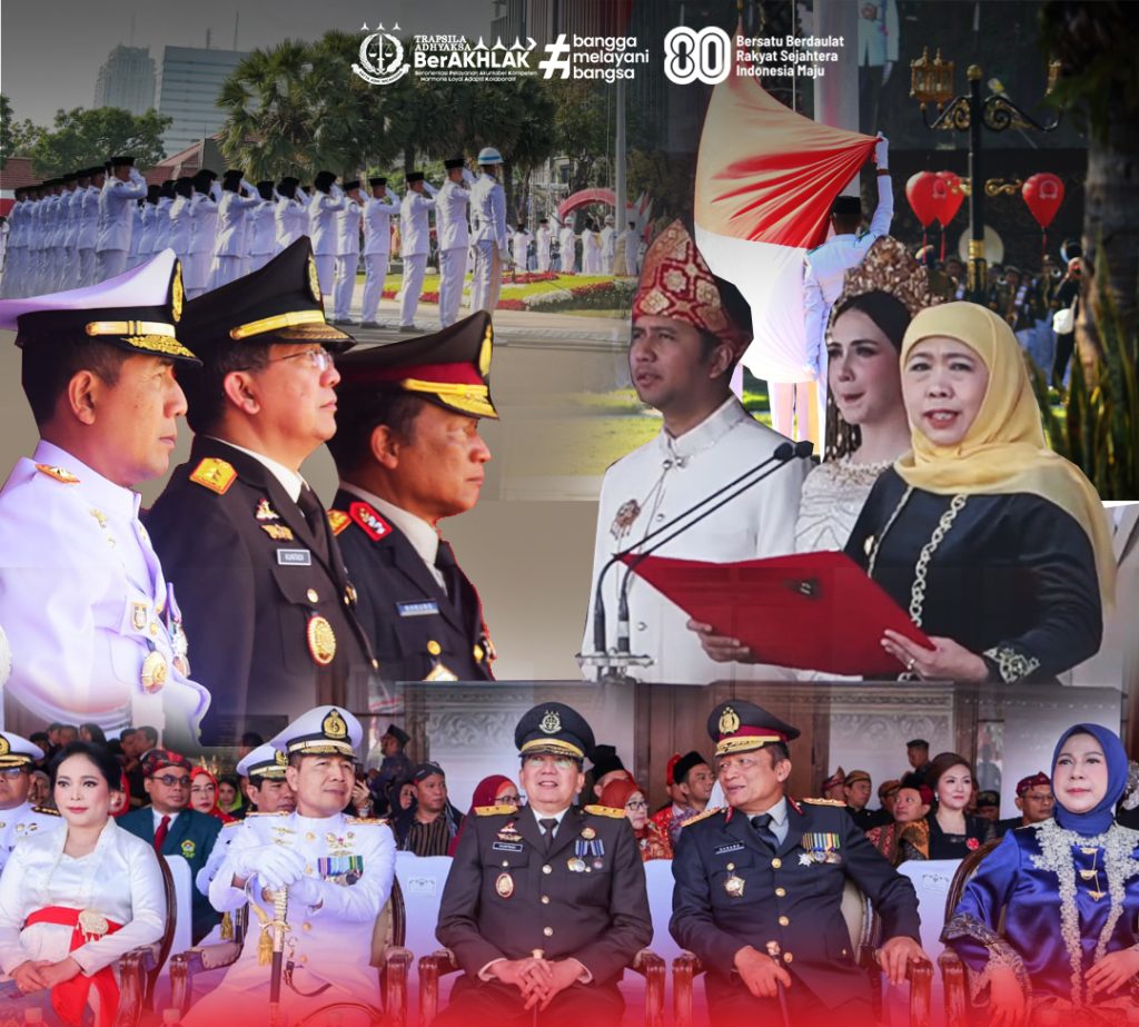 Kajati Jatim Hadiri Upacara Peringatan Detik-Detik Proklamasi Kemerdekaan RI di Gedung Negara Grahadi Surabaya