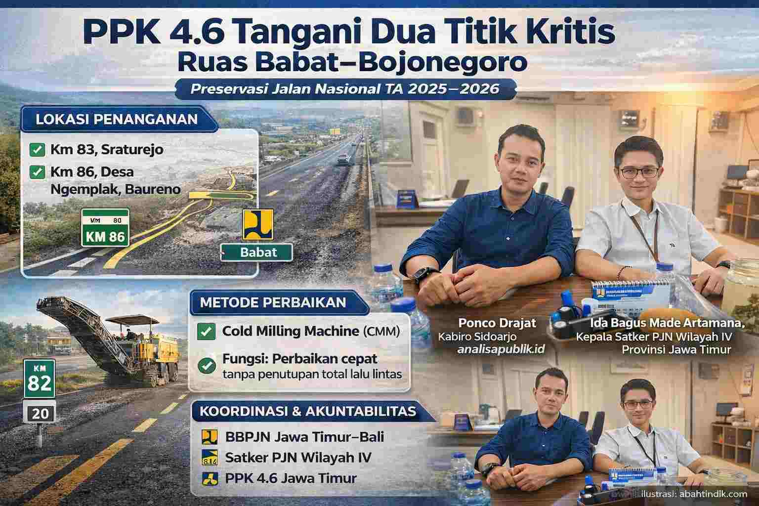 PPK 4.6 Tangani Dua Titik Kritis di Ruas Nasional Babat–Bojonegoro