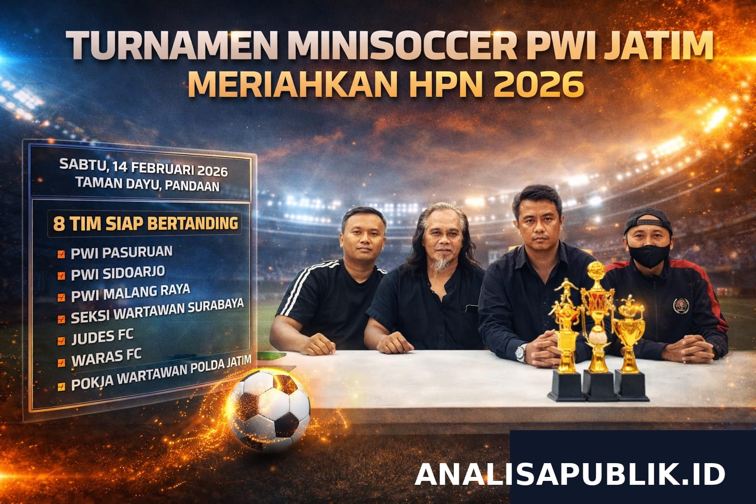 HPN 2026, PWI Jatim Siapkan Turnamen Minisoccer. Delapan Tim Wartawan Sudah Mendaftar