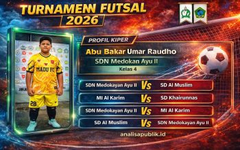 Kiper Kelas 4 SDN Medokan Ayu II Tampil di Turnamen Futsal Safinda 2026