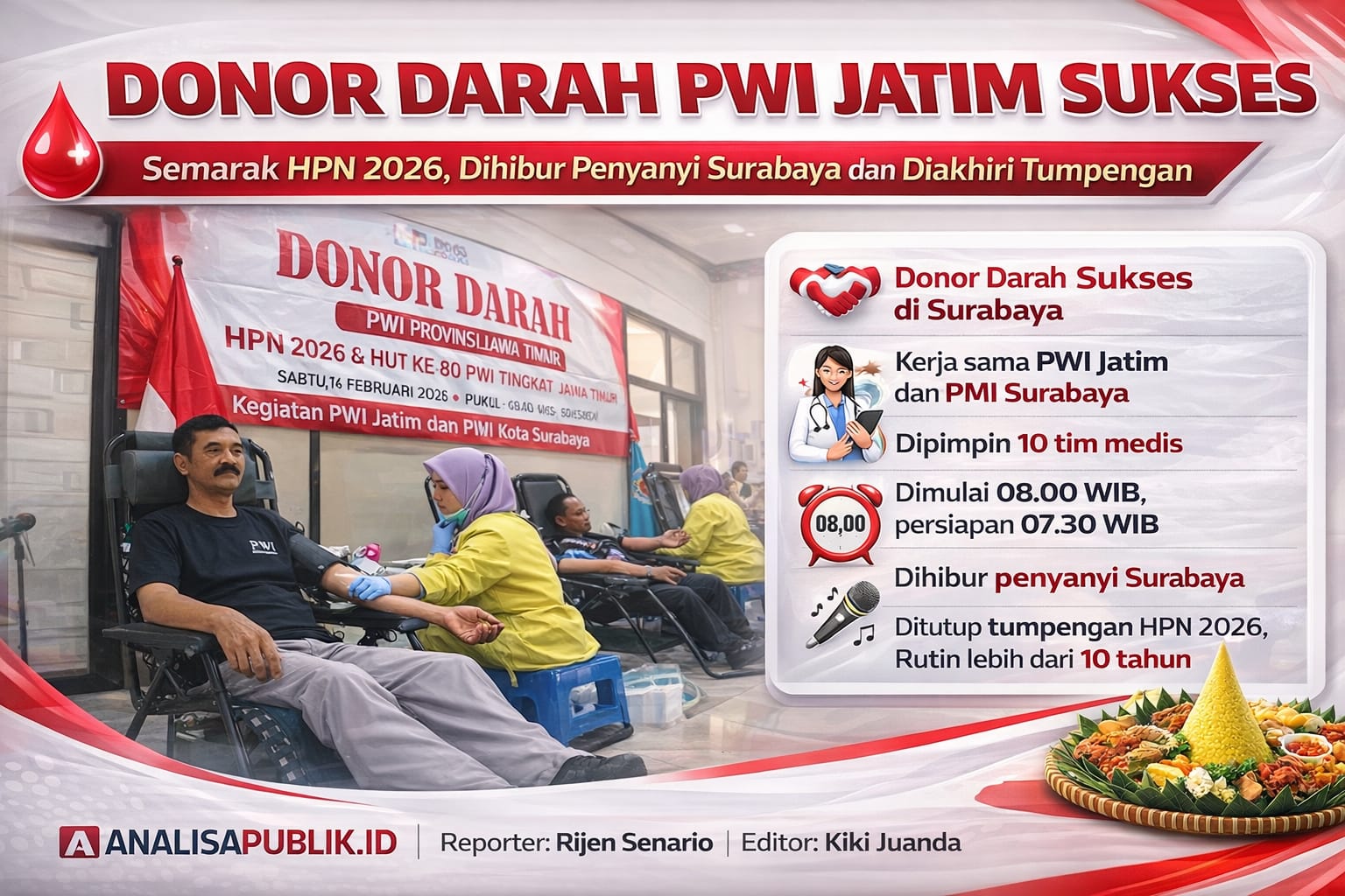 DONOR DARAH HPN 2026 PWI JATIM BERLANGSUNG SUKSES, WUJUD NYATA PENGABDIAN INSAN PERS