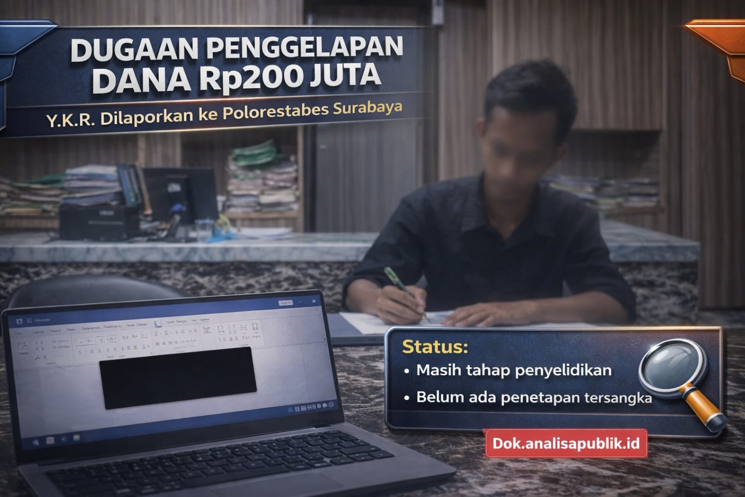 Dugaan Penggelapan Rp200 Juta, Eks Staf Marketing Dilaporkan ke Polrestabes Surabaya