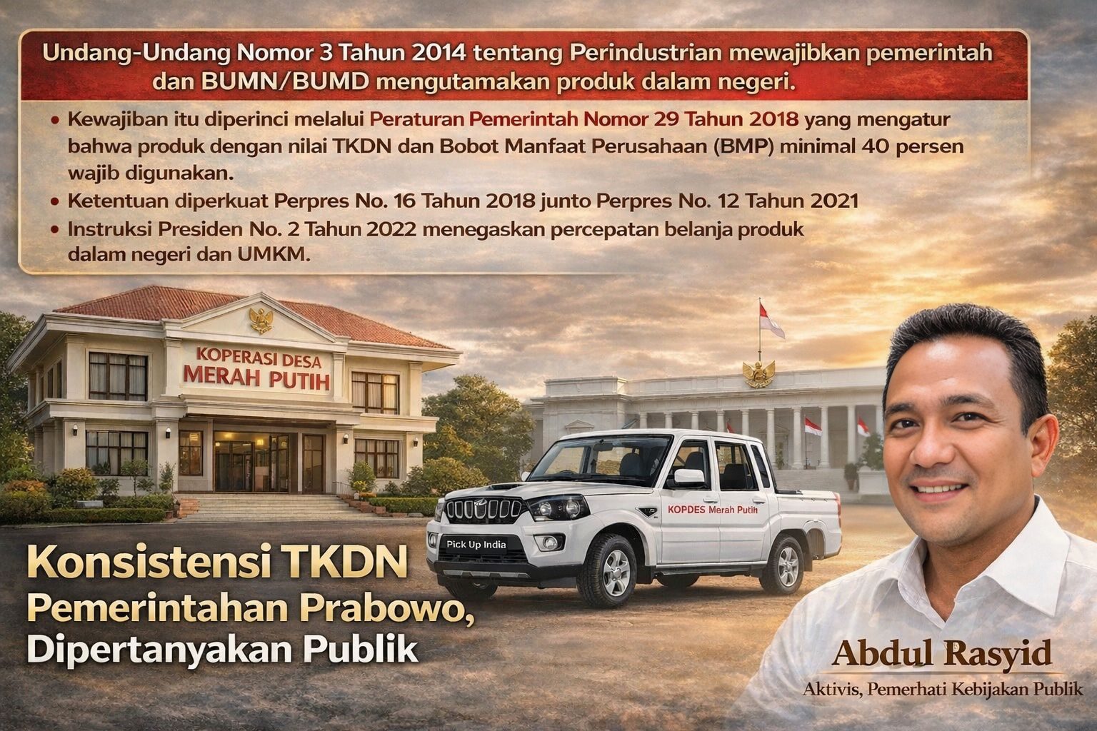 Mobil Pick Up India untuk Kopdes Merah Putih: Konsistensi TKDN Pemerintahan Prabowo, Dipertanyakan Publik