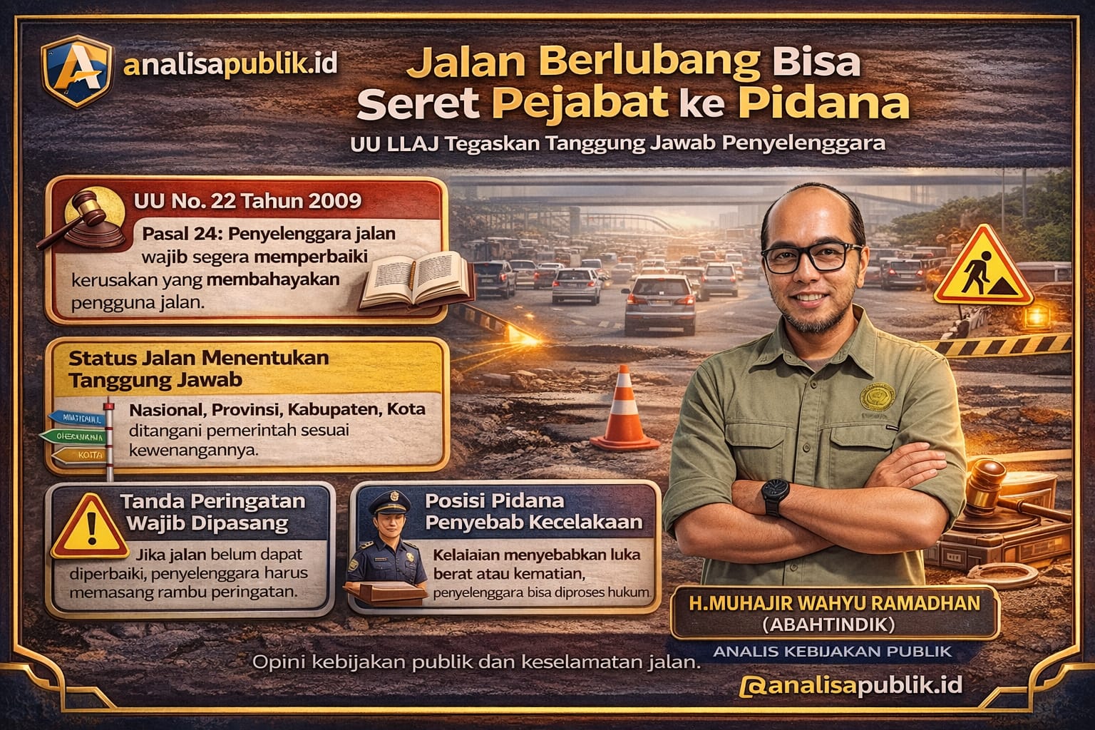 Jalan Berlubang Bisa Seret Pejabat ke Pidana, UU LLAJ Tegaskan Tanggung Jawab Penyelenggara