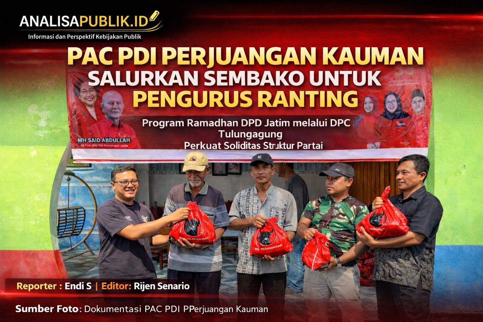 PAC PDI Perjuangan Kauman Salurkan Bantuan Sembako untuk Pengurus Tingkat Kecamatan hingga Ranting