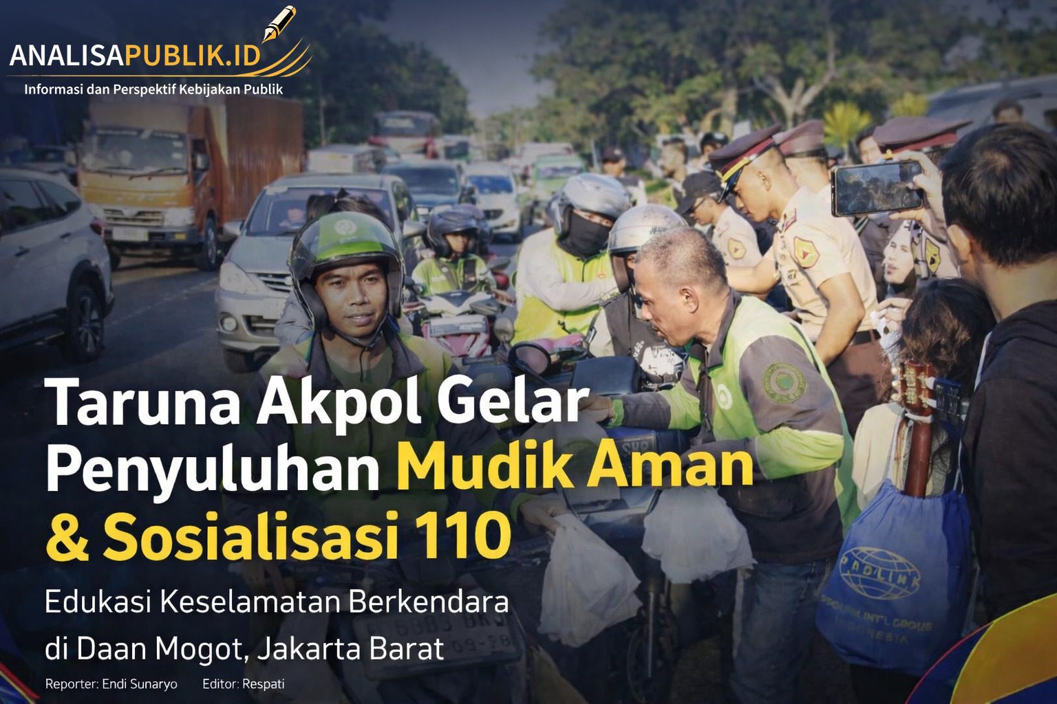 Taruna Akpol Gelar Penyuluhan Mudik Aman dan Sosialisasi Layanan 110 di Daan Mogot