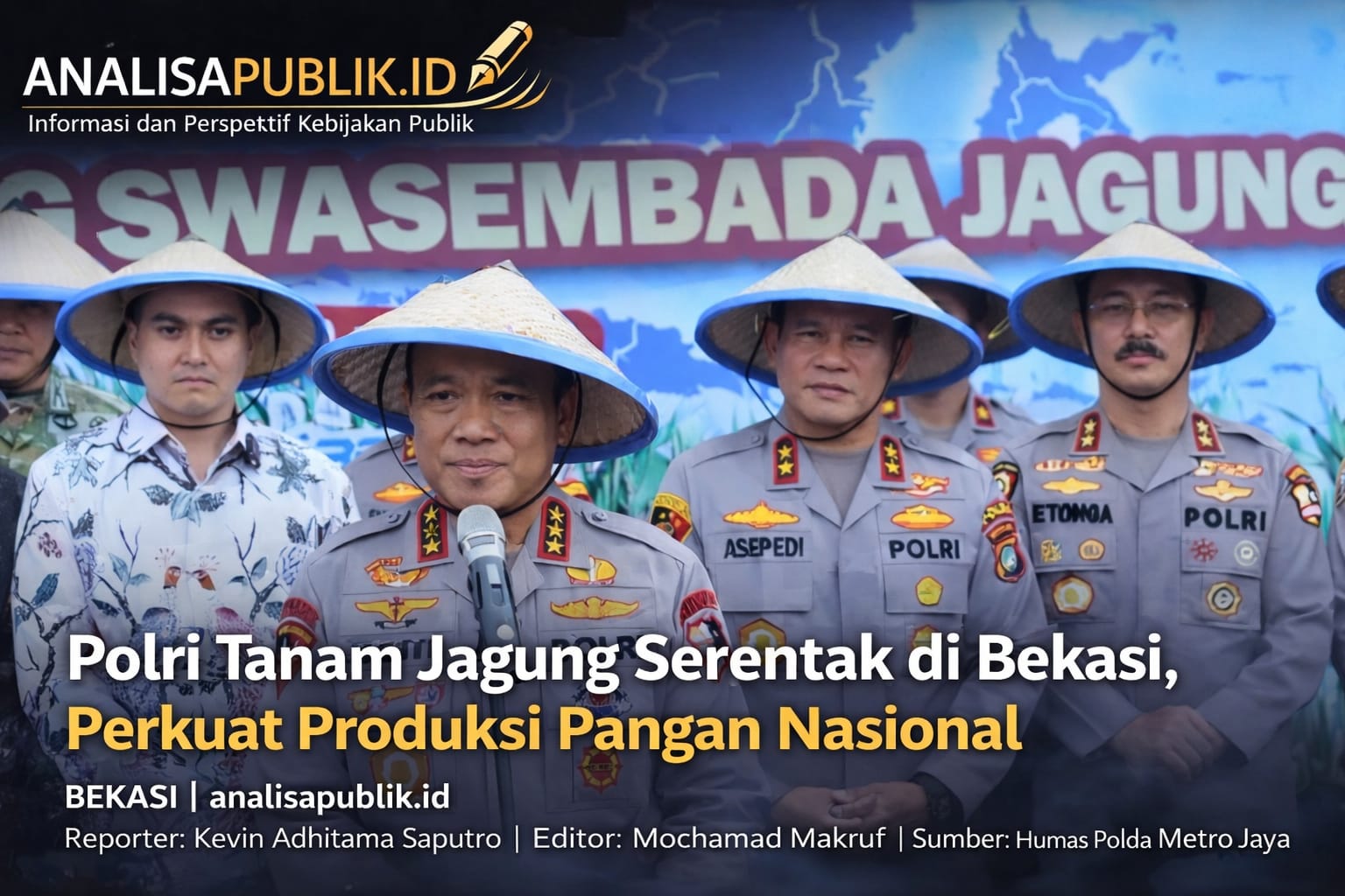 Polri Tanam Jagung Serentak di Bekasi. Perkuat Produksi Pangan Nasional