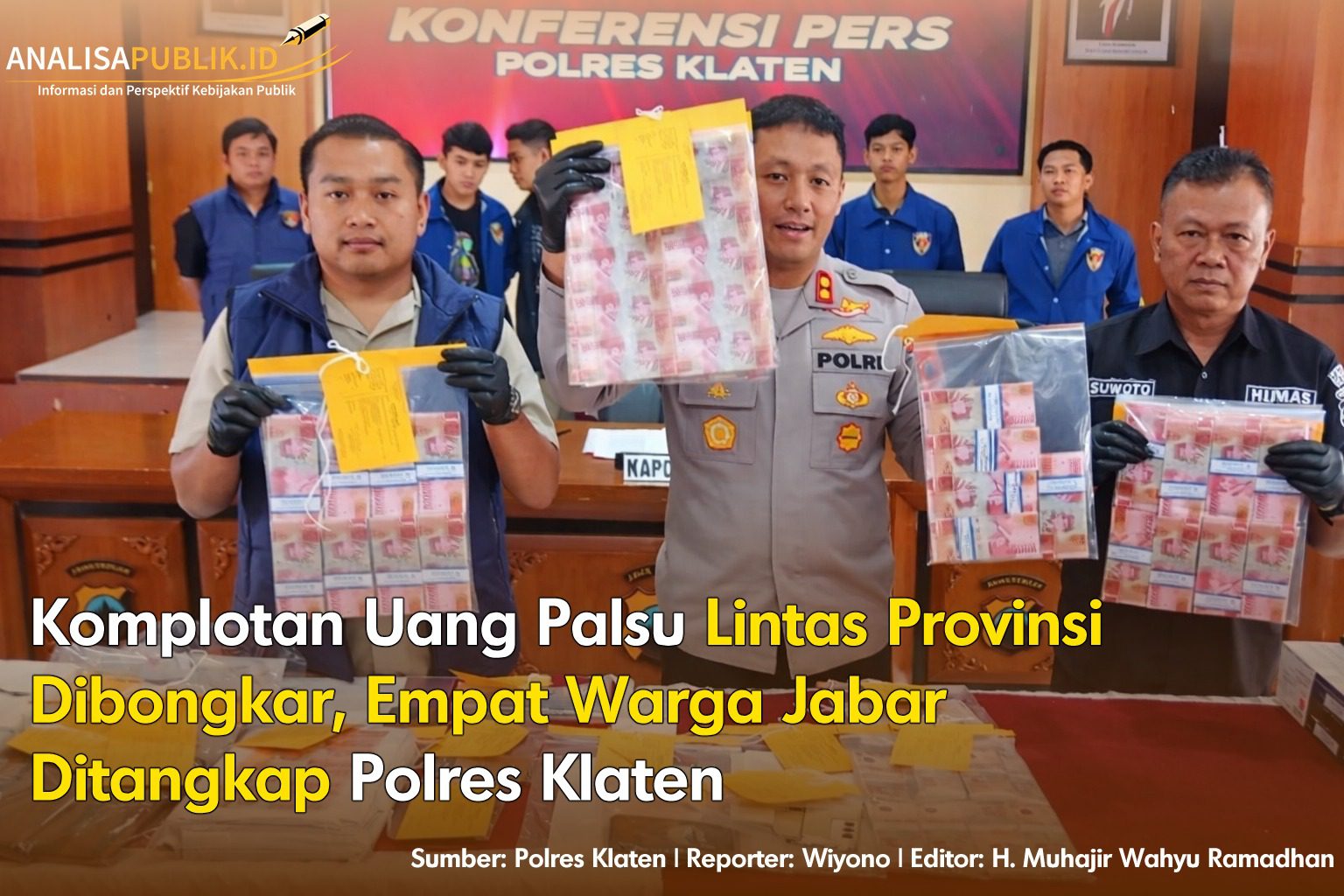Komplotan Uang Palsu Lintas Provinsi Dibongkar, Empat Warga Jabar Ditangkap Polres Klaten