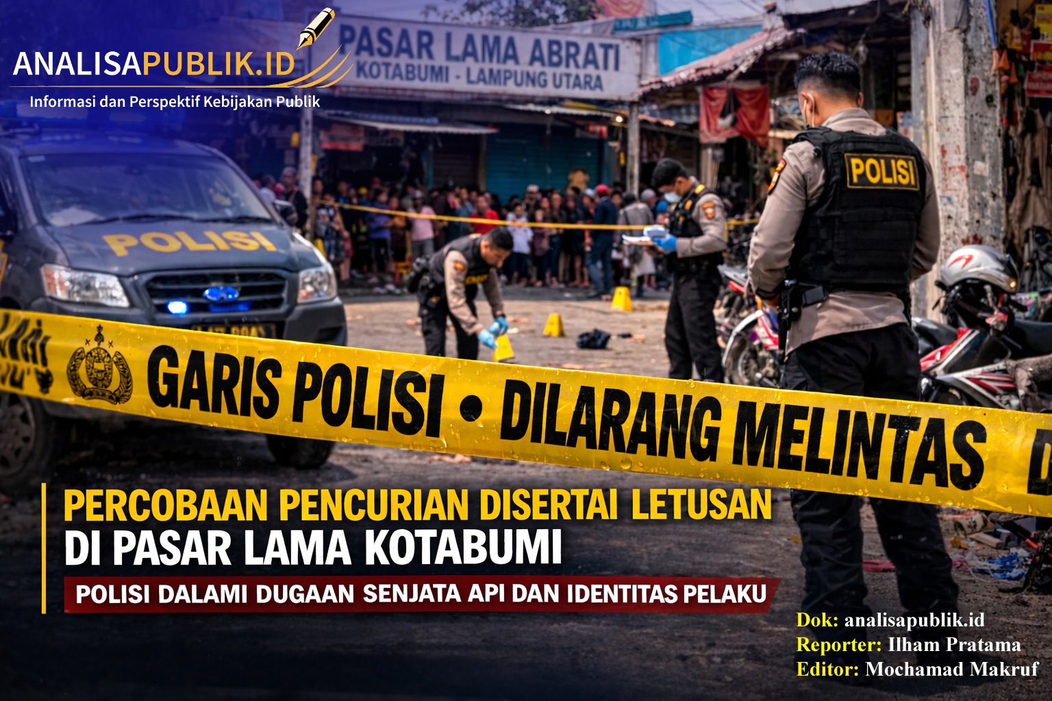 Percobaan Pencurian Disertai Letusan di Pasar Lama Kotabumi, Polisi Dalami Dugaan Senjata Api dan Identitas Pelaku