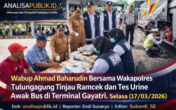 Wabup Ahmad Baharudin Bersama Wakapolres Tulungagung Tinjau Ramcek dan Tes Urine Awak Bus di Terminal Gayatri.