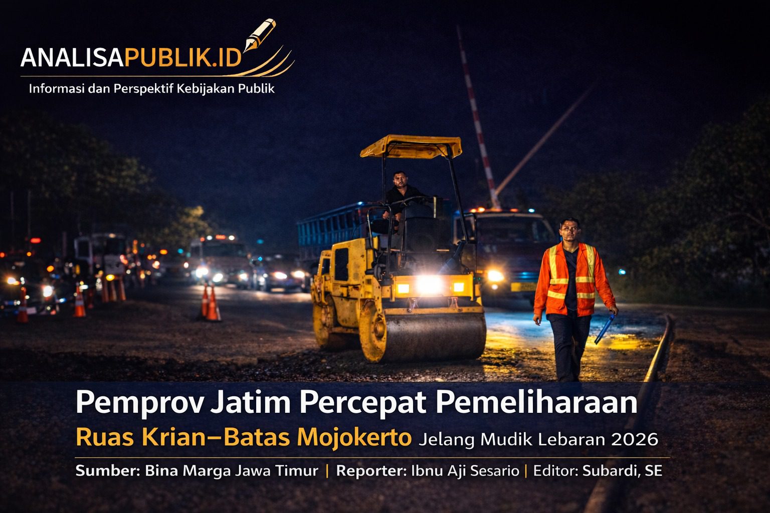 Pemprov Jatim Percepat Pemeliharaan Ruas Krian–Batas Mojokerto Jelang Mudik Lebaran 2026