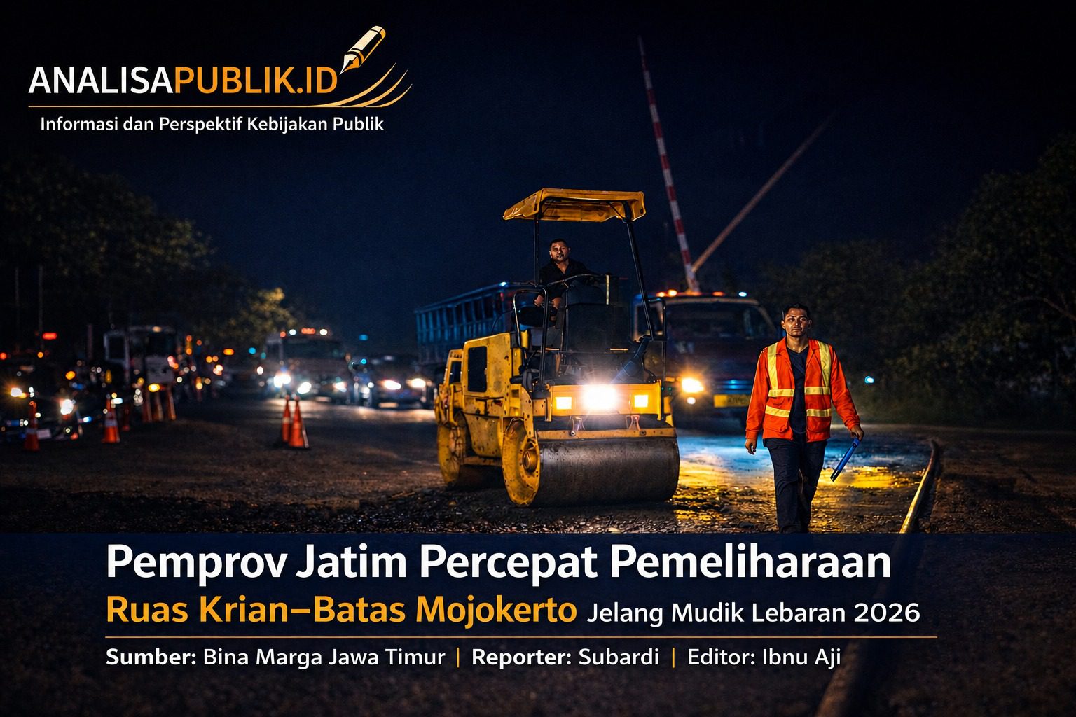 Pemprov Jatim Percepat Pemeliharaan Ruas Krian–Batas Mojokerto Jelang Mudik Lebaran 2026