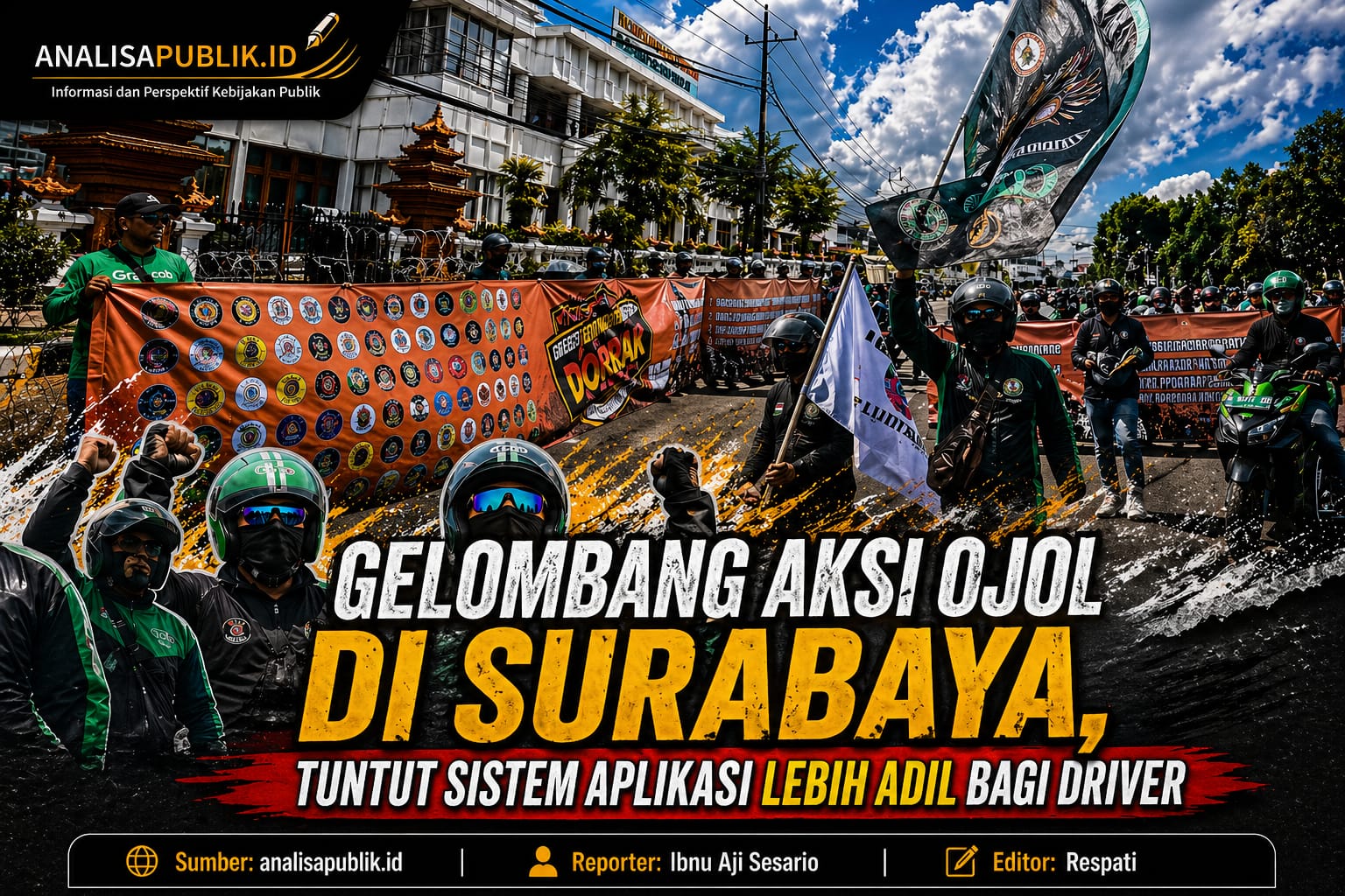 Gelombang Aksi Ojol di Surabaya, Tuntut Sistem Aplikasi Lebih Adil bagi Driver
