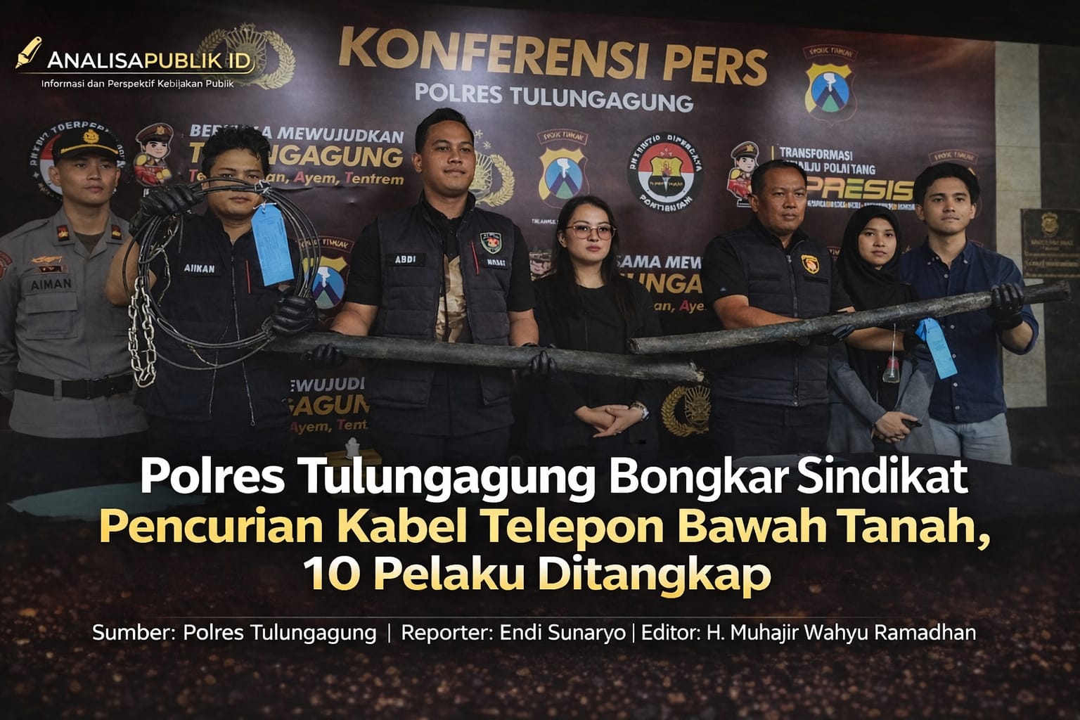 Polres Tulungagung Bongkar Sindikat Pencurian Kabel Telepon Bawah Tanah, 10 Pelaku Ditangkap