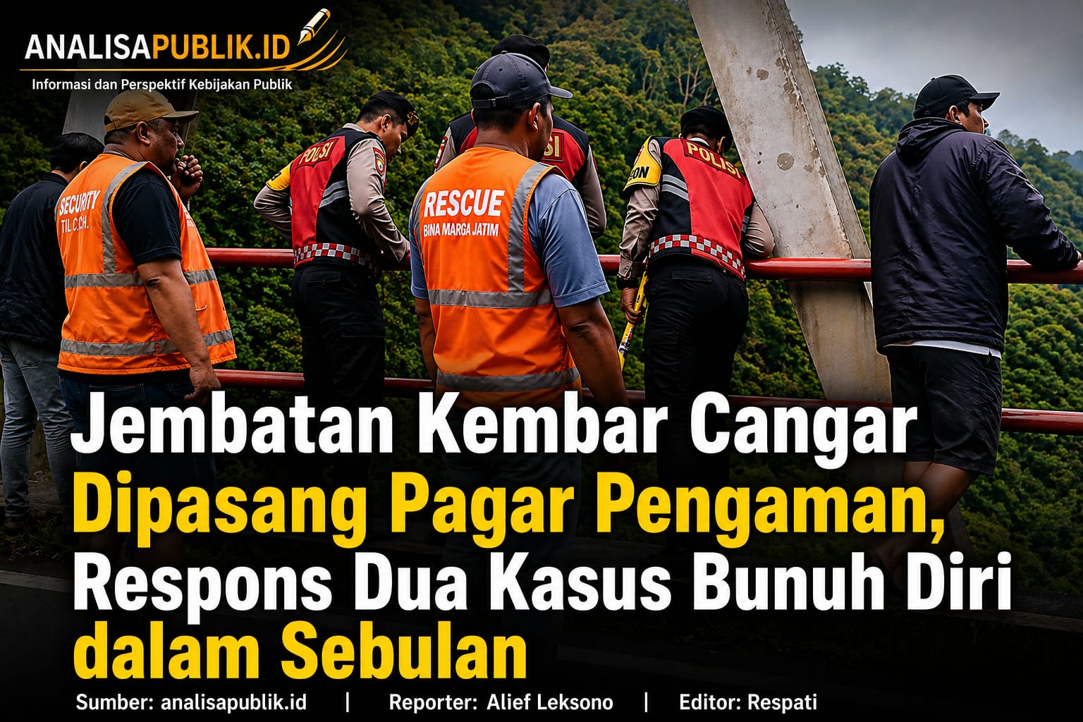 Jembatan Kembar Cangar Dipasang Pagar Pengaman, Respons Dua Kasus Bunuh Diri dalam Sebulan