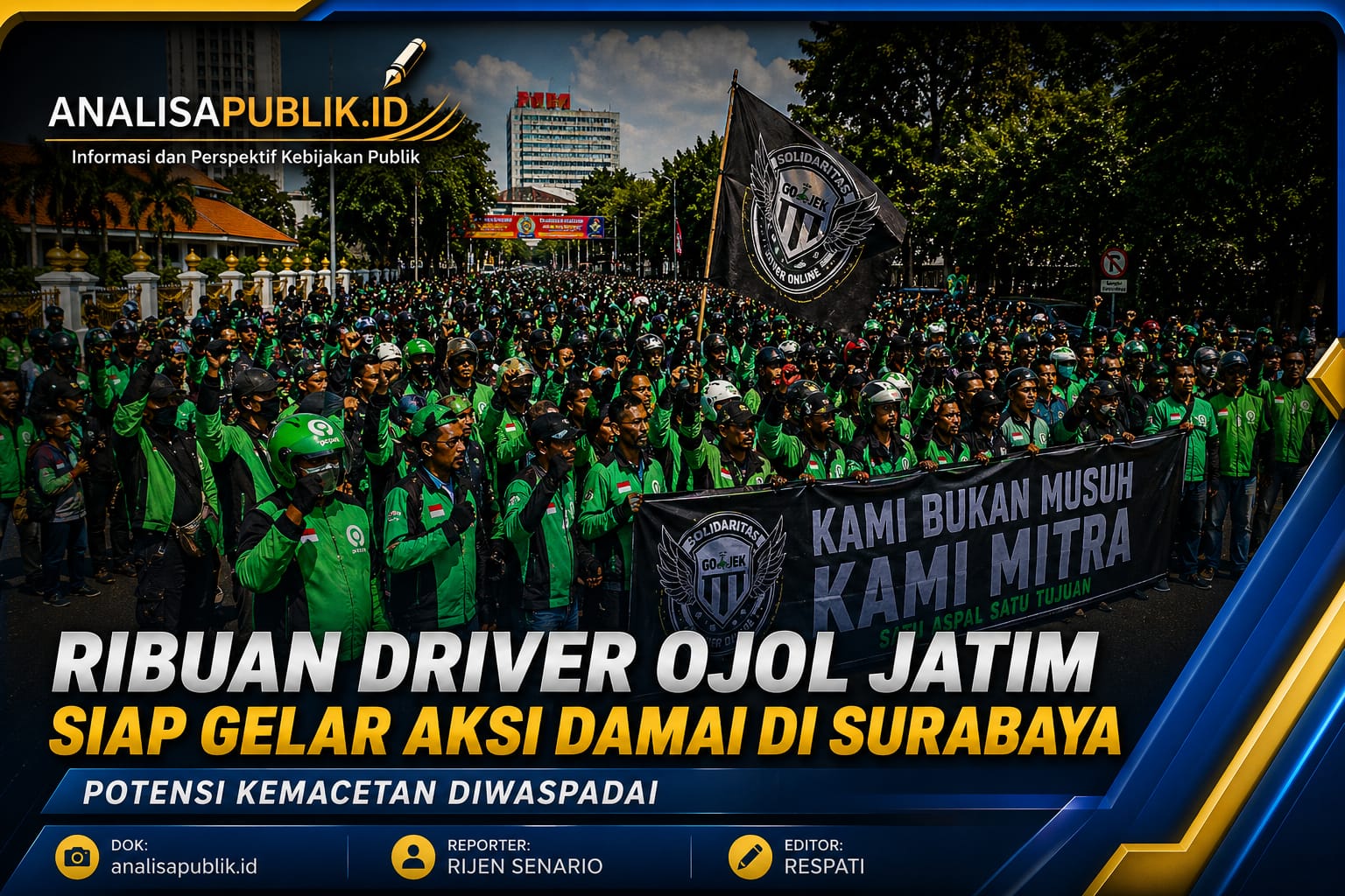 Ribuan Driver Ojol Jatim Siap Gelar Aksi Damai di Surabaya, Potensi Kemacetan Diwaspadai