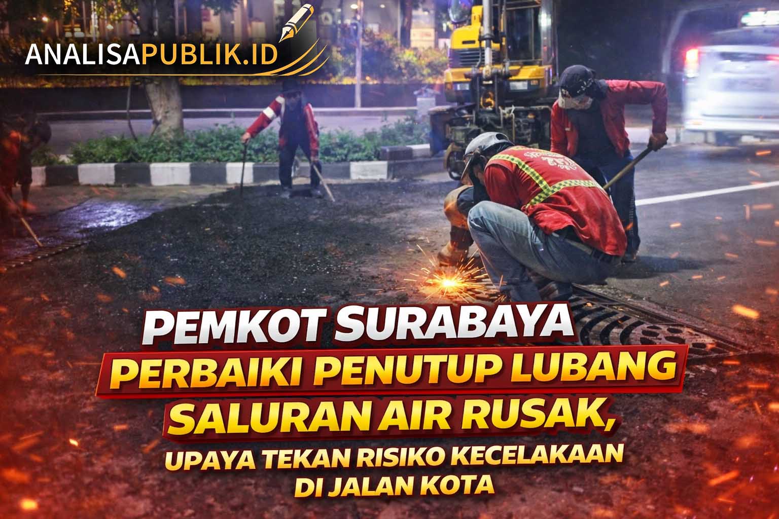 Pemkot Surabaya Perbaiki Penutup Lubang Saluran Air Rusak, Upaya Tekan Risiko Kecelakaan di Jalan Kota