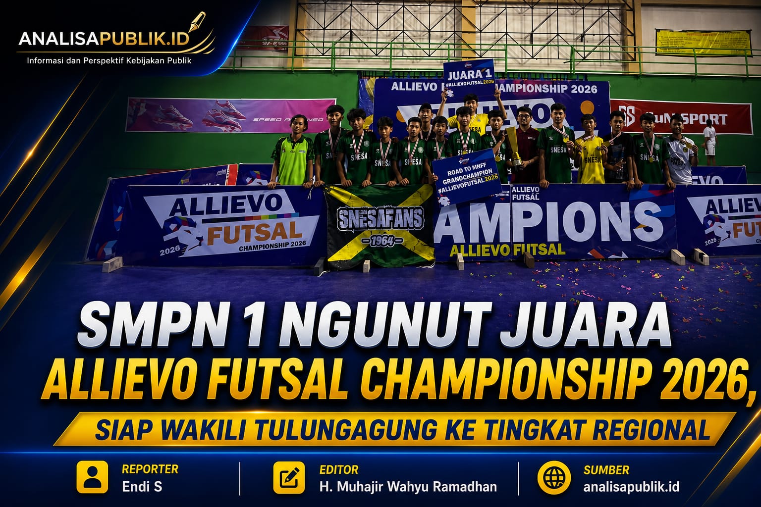 SMPN 1 Ngunut Juara Allievo Futsal Championship 2026, Siap Wakili Tulungagung ke Tingkat Regional