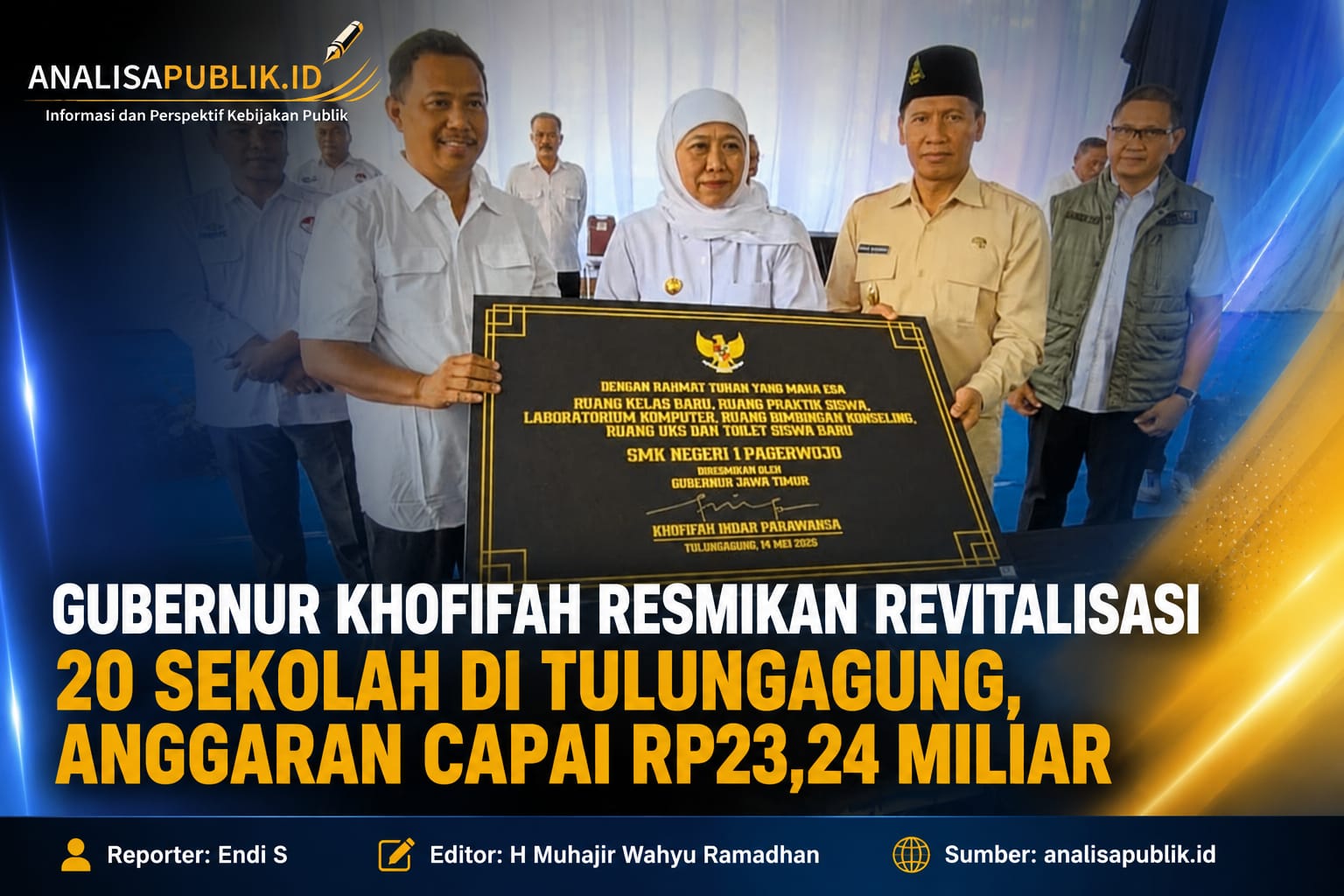 Gubernur Khofifah Resmikan Revitalisasi 20 Sekolah di Tulungagung, Anggaran Capai Rp23,24 Miliar