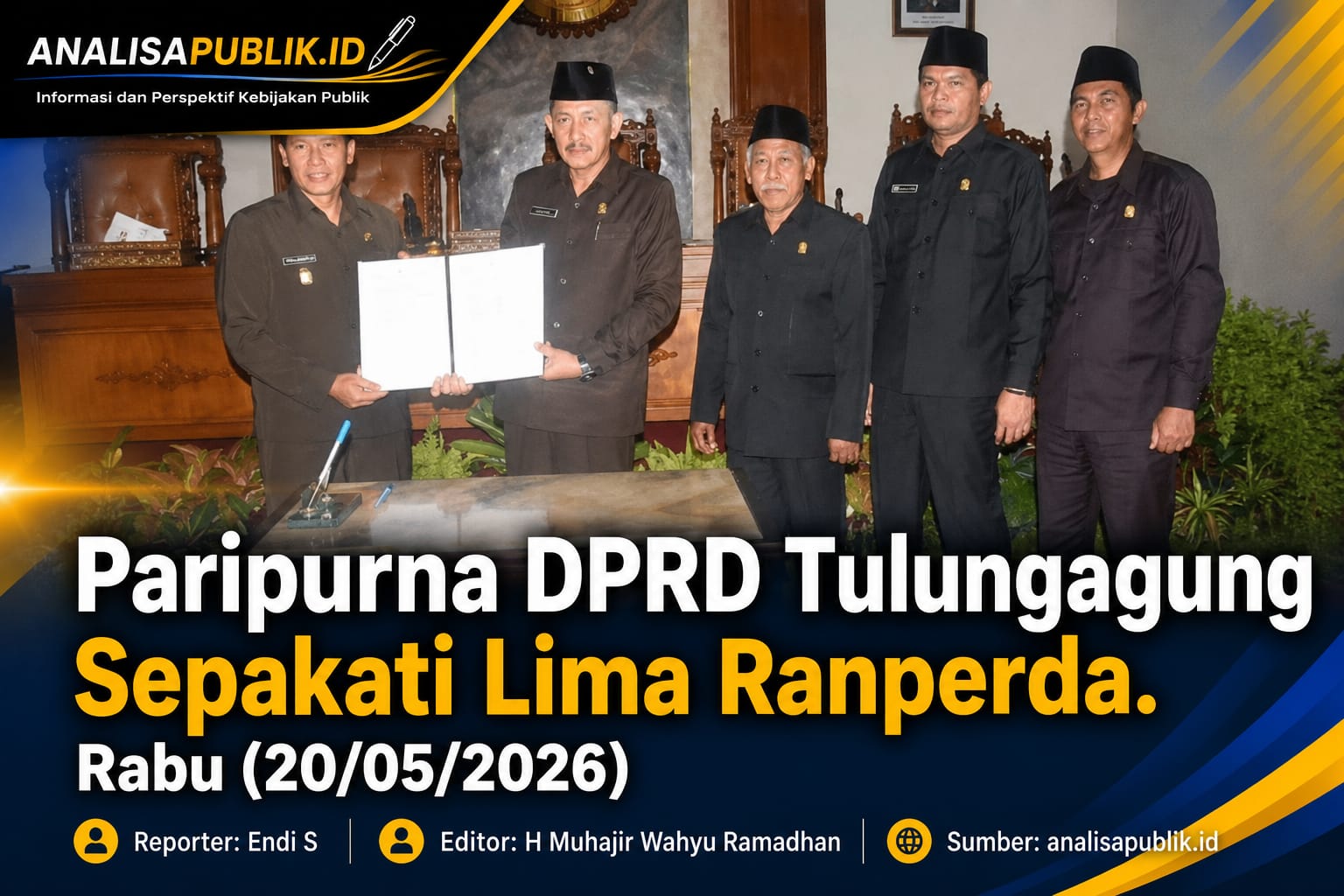 Paripurna DPRD Tulungagung Sepakati Lima Ranperda