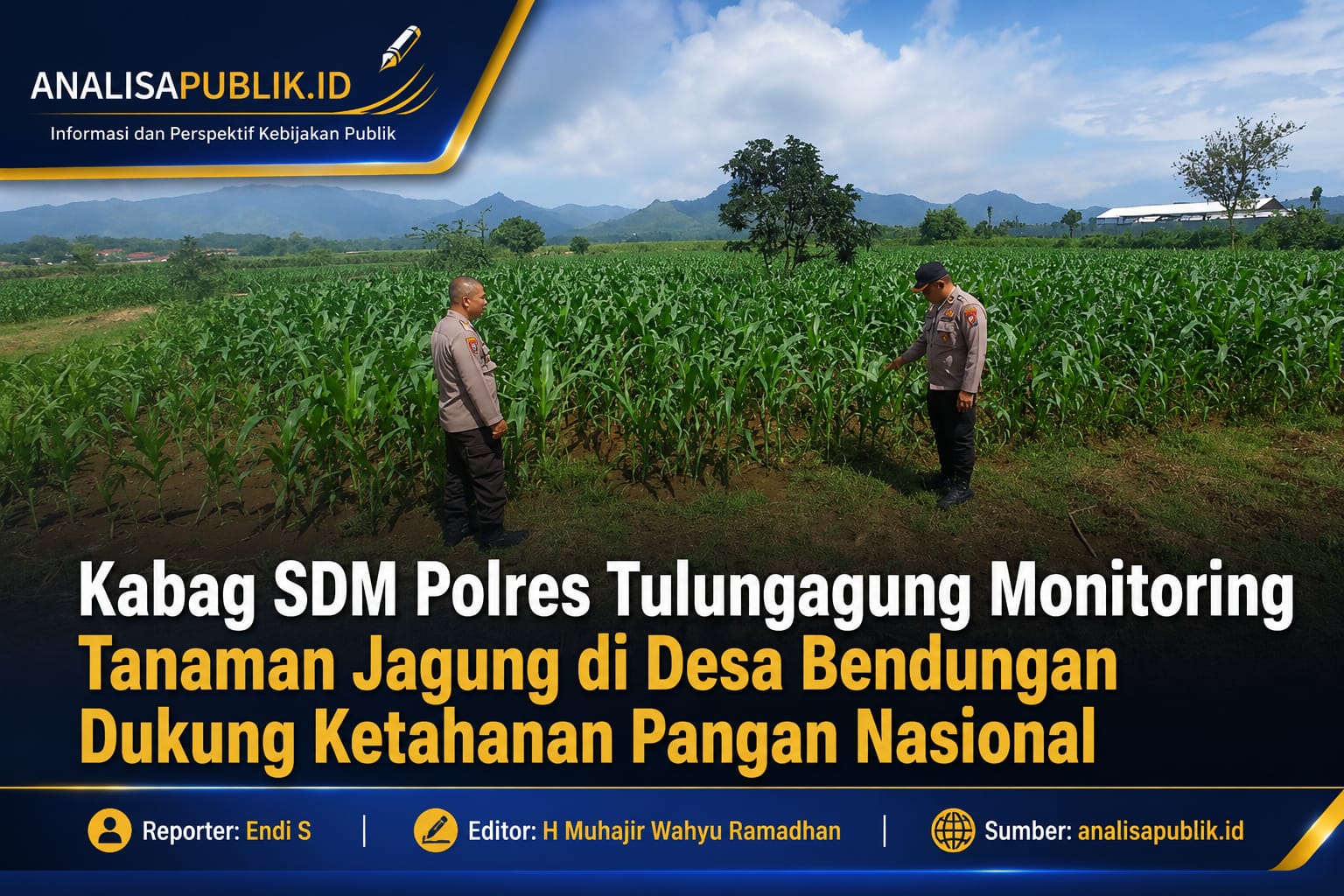 Kabag SDM Polres Tulungagung Monitoring Tanaman Jagung di Desa Bendungan Dukung Ketahanan Pangan Nasional