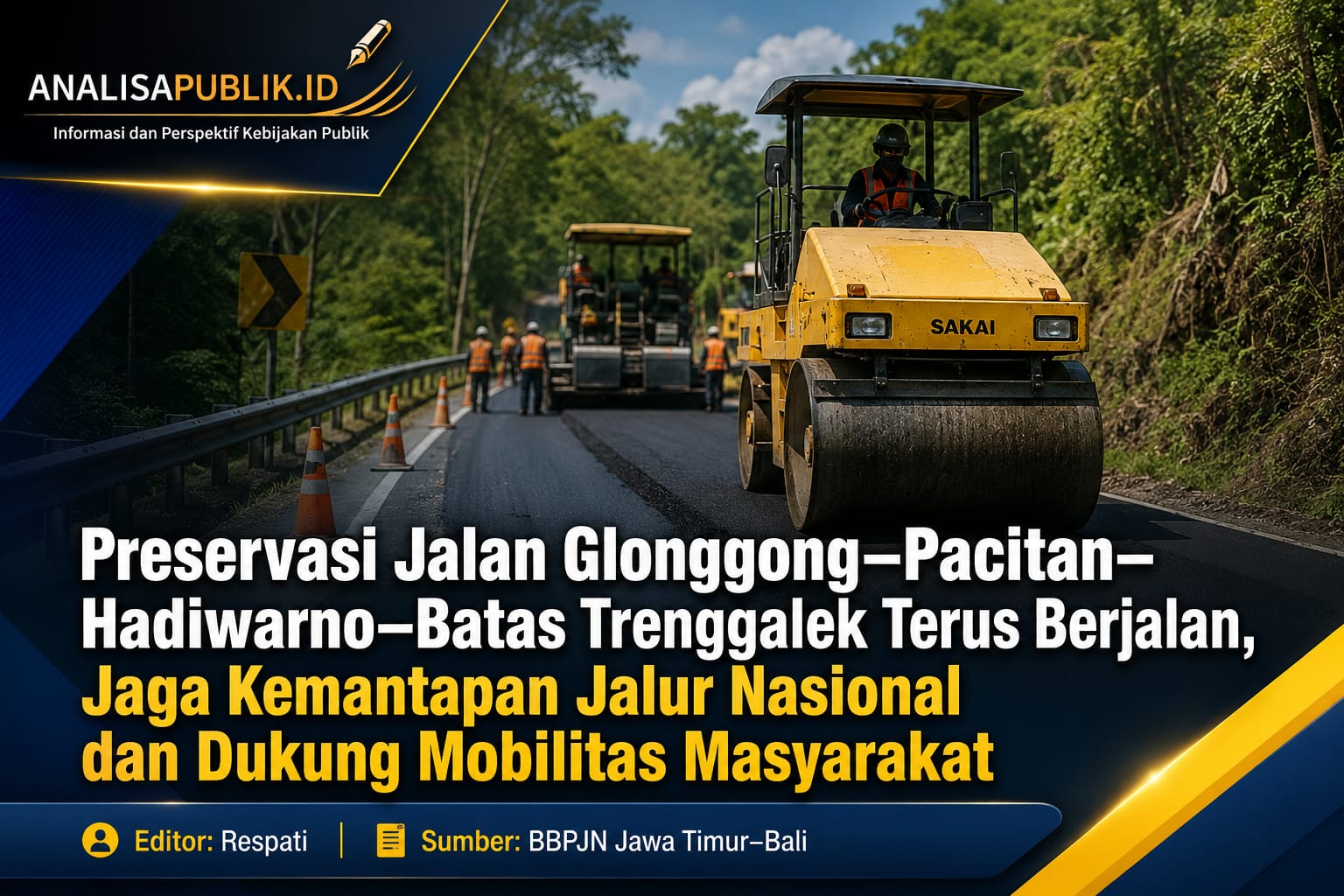 Preservasi Jalan Glonggong–Pacitan–Hadiwarno–Batas Trenggalek Terus Berjalan, Jaga Kemantapan Jalur Nasional dan Dukung Mobilitas Masyarakat
