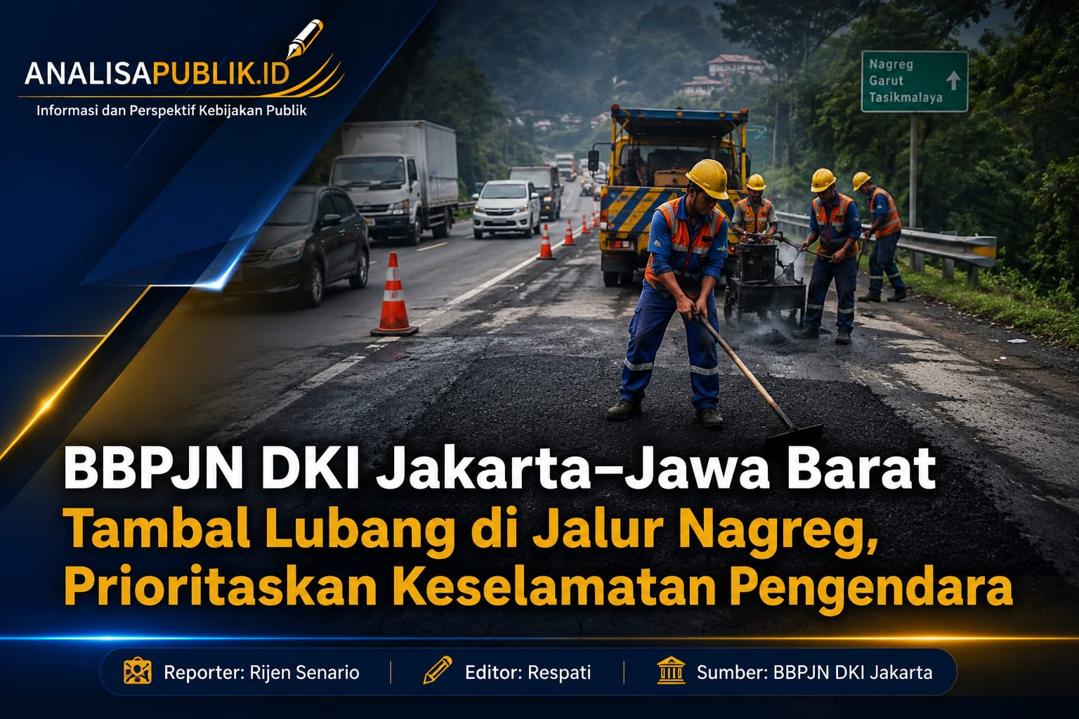 BBPJN DKI Jakarta–Jawa Barat Tambal Lubang di Jalur Nagreg, Prioritaskan Keselamatan Pengendara