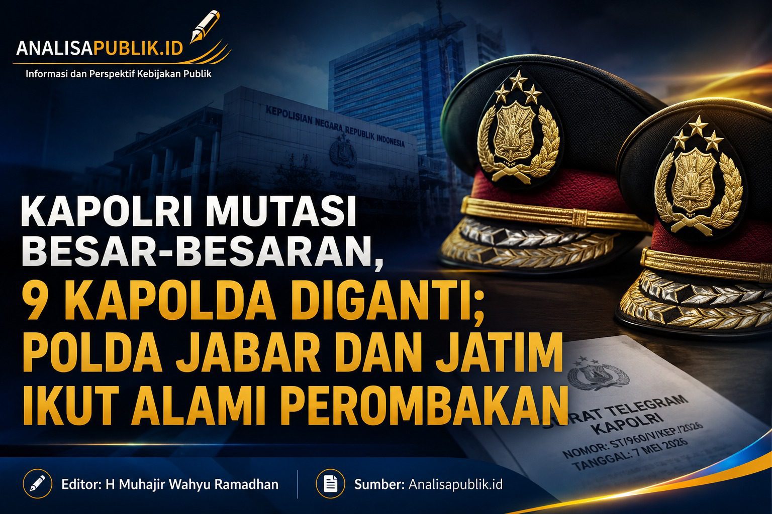 Kapolri Mutasi Besar-besaran, 9 Kapolda Diganti; Polda Jabar dan Jatim Ikut Dirombak