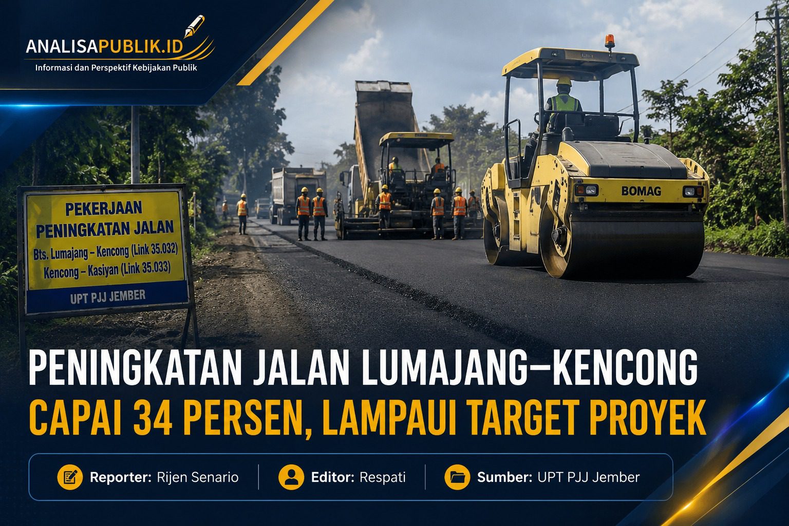 Peningkatan Jalan Lumajang–Kencong Capai 34 Persen, Lampaui Target Proyek