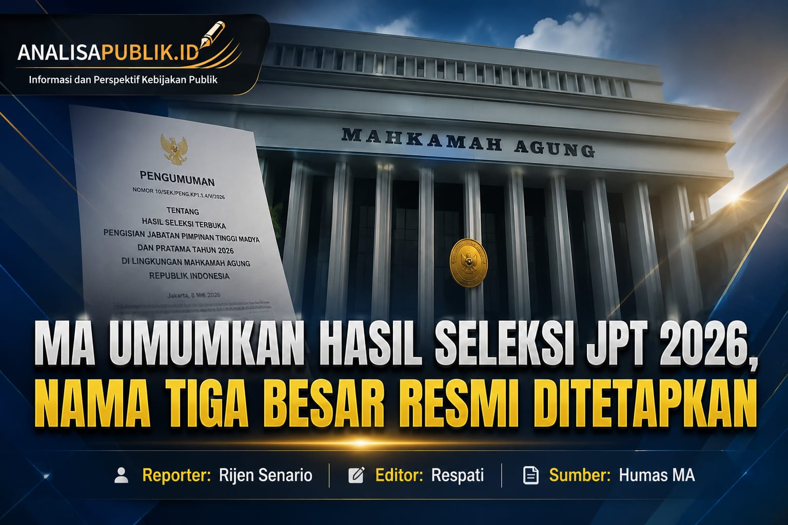 MA Umumkan Hasil Seleksi JPT 2026, Nama Tiga Besar Resmi Ditetapkan