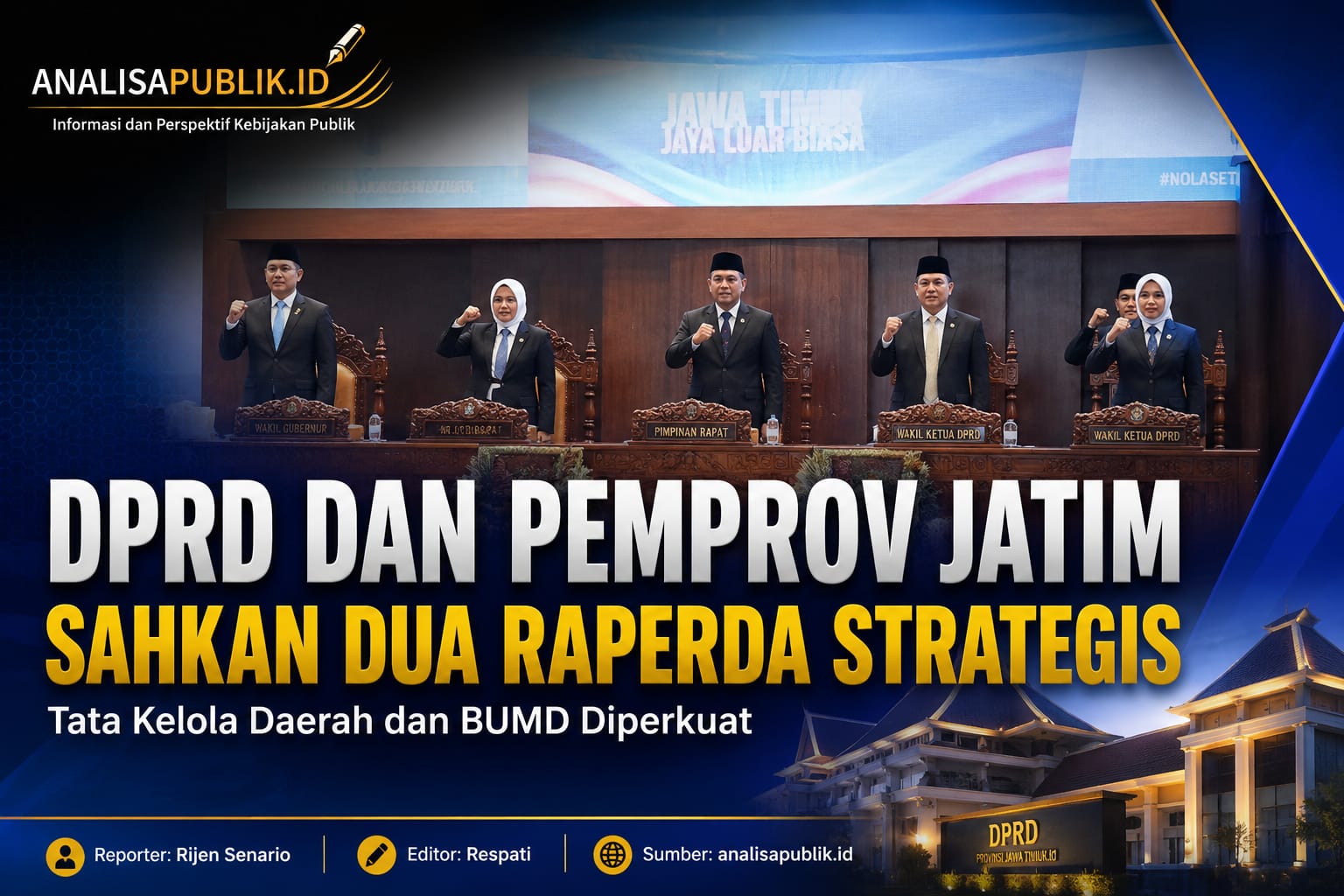 DPRD dan Pemprov Jatim Sahkan Dua Raperda Strategis, Tata Kelola Daerah dan BUMD Diperkuat