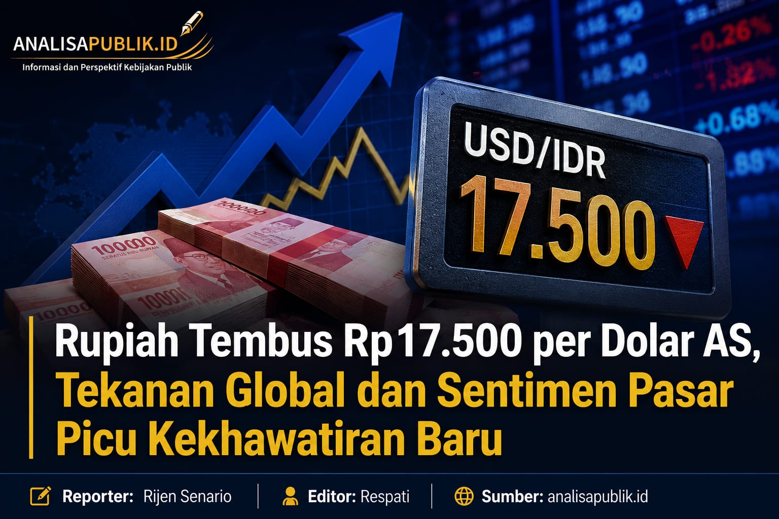 Rupiah Tembus Rp17.500 per Dolar AS, Tekanan Global dan Sentimen Pasar Picu Kekhawatiran Baru