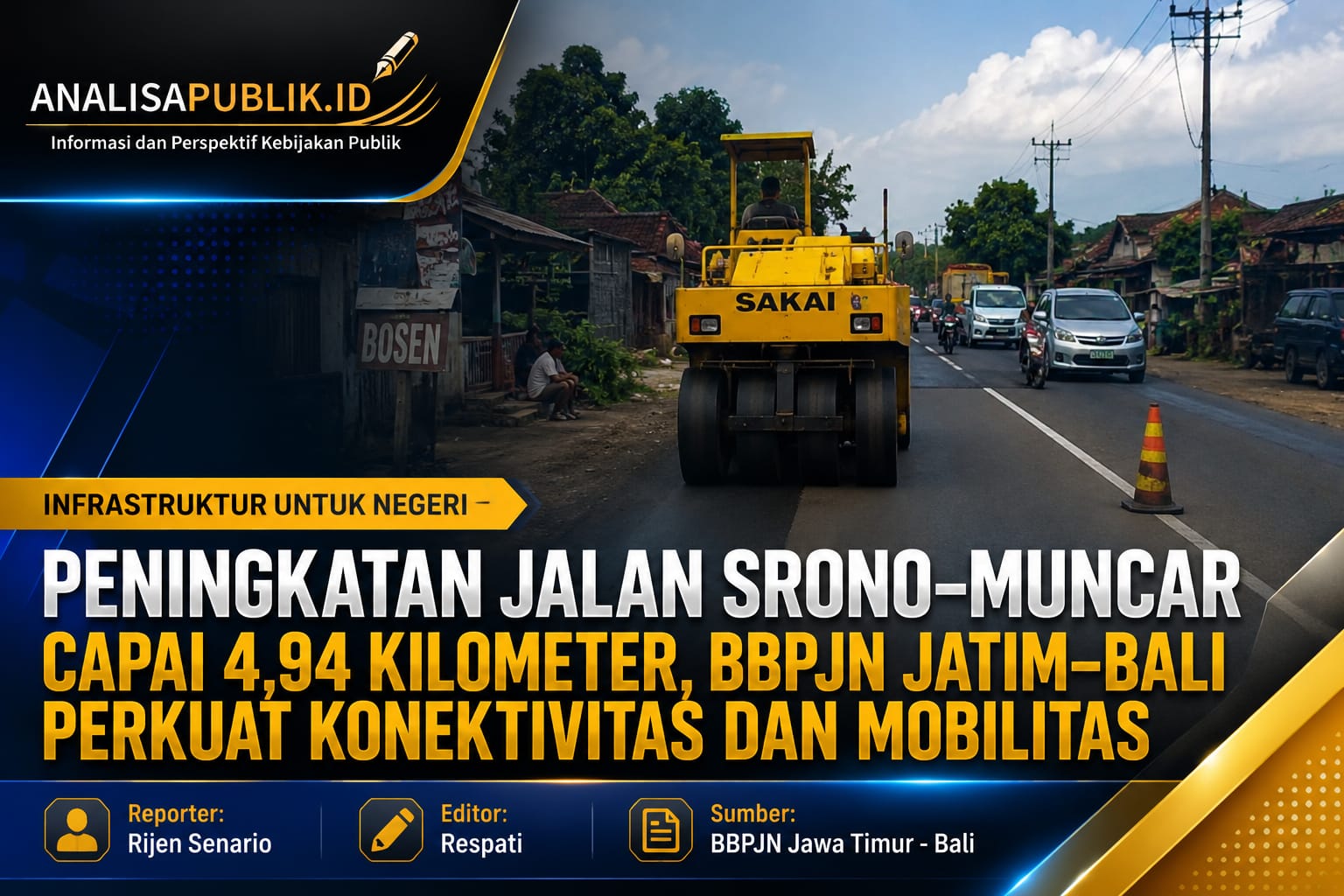 Peningkatan Jalan Srono–Muncar Capai 4,94 Kilometer, BBPJN Jatim–Bali Perkuat Konektivitas dan Mobilitas Warga Banyuwangi