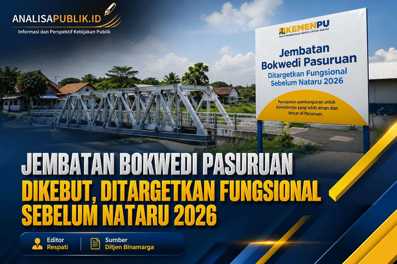 Jembatan Bokwedi Pasuruan Dikebut, Ditargetkan Fungsional Sebelum Nataru 2026