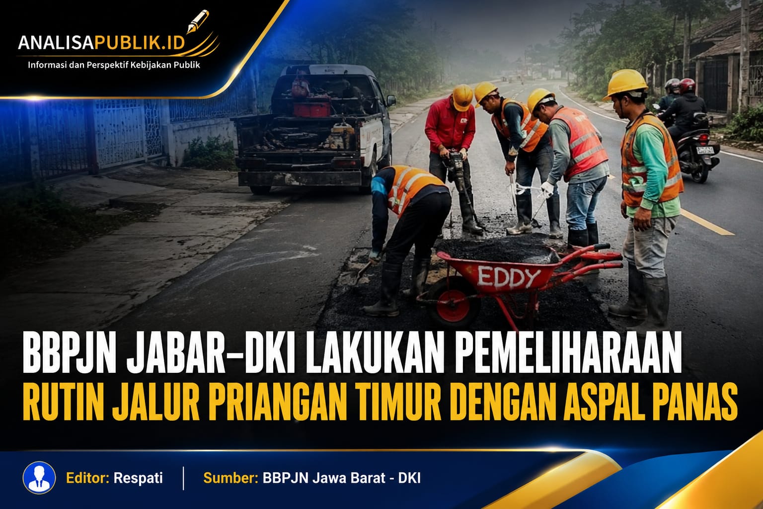 BBPJN Jabar–DKI Lakukan Pemeliharaan Rutin Jalur Priangan Timur dengan Aspal Panas