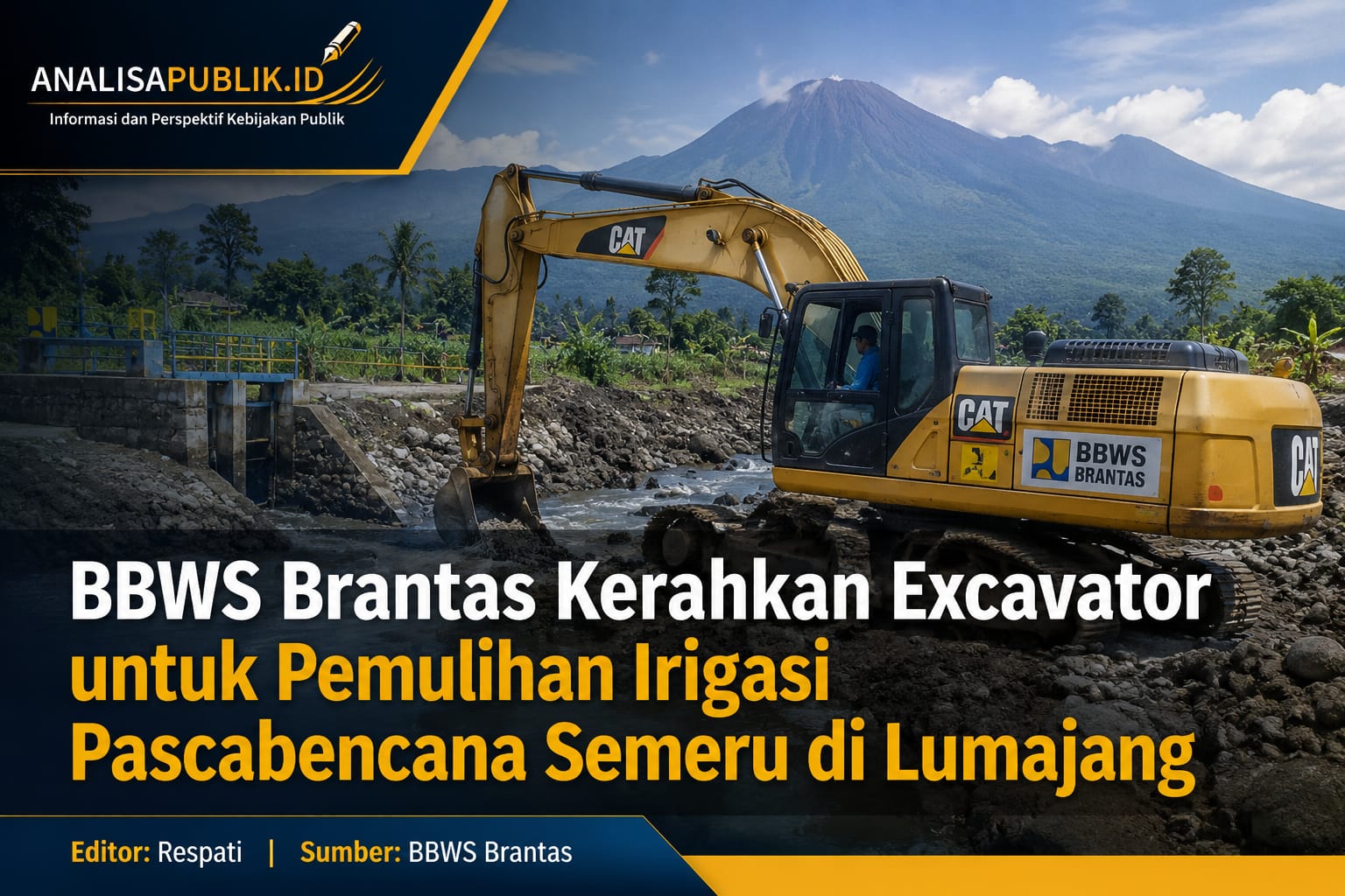 BBWS Brantas Kerahkan Excavator untuk Pemulihan Irigasi Pascabencana Semeru di Lumajang