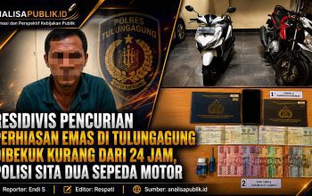 Residivis Pencurian Perhiasan Emas di Tulungagung Dibekuk Kurang dari 24 Jam, Polisi Sita Dua Sepeda Motor