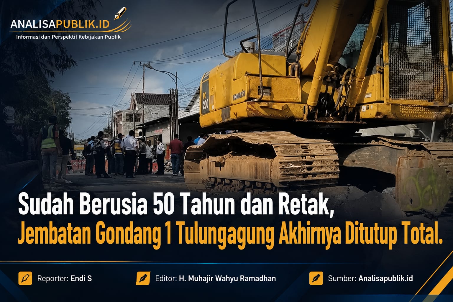 Sudah Berusia 50 Tahun dan Retak, Jembatan Gondang 1 Tulungagung Akhirnya Ditutup Total