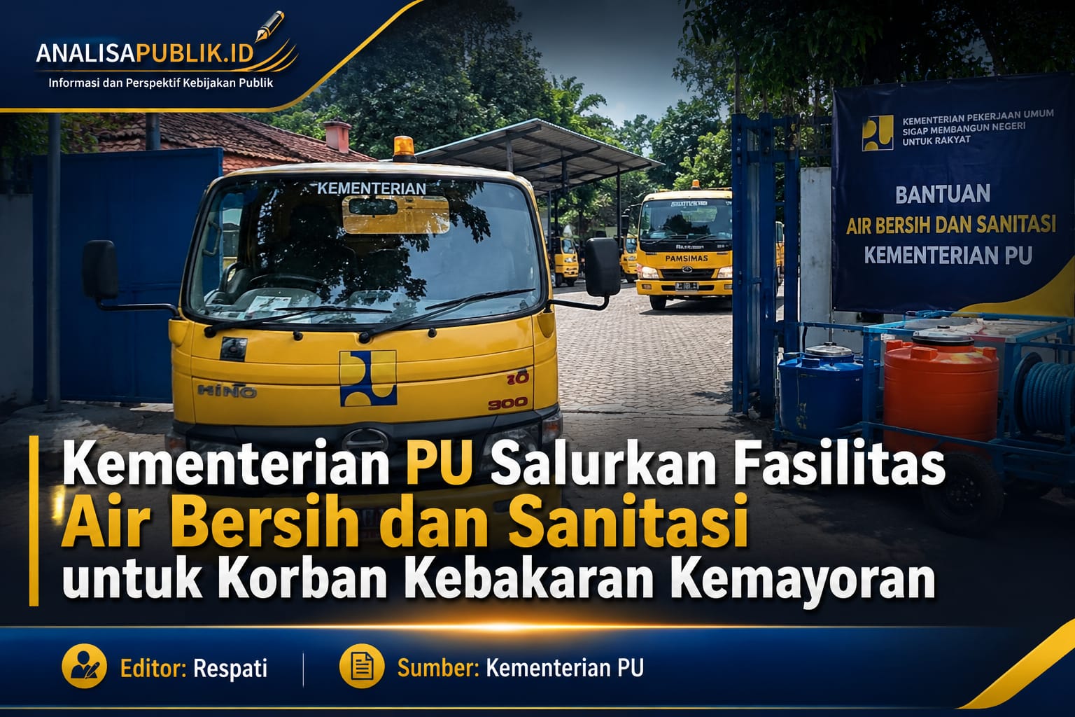 Kementerian PU Salurkan Fasilitas Air Bersih dan Sanitasi untuk Korban Kebakaran Kemayoran