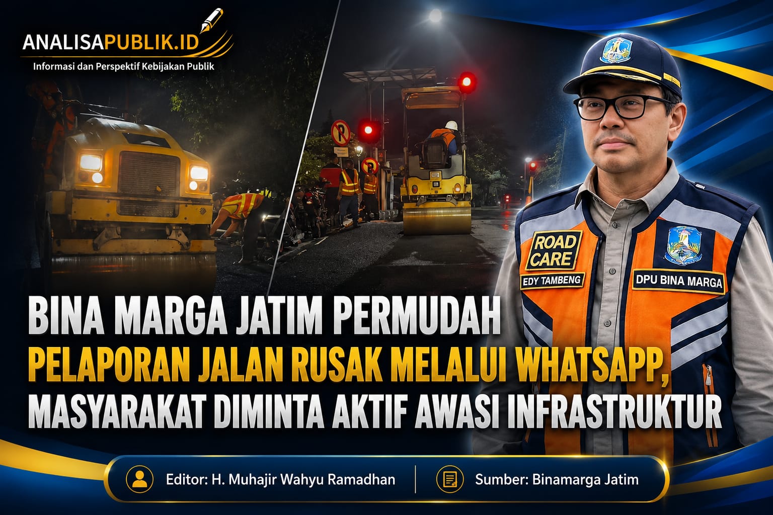 Bina Marga Jatim Permudah Pelaporan Jalan Rusak Melalui WhatsApp, Masyarakat Diminta Aktif Awasi Infrastruktur