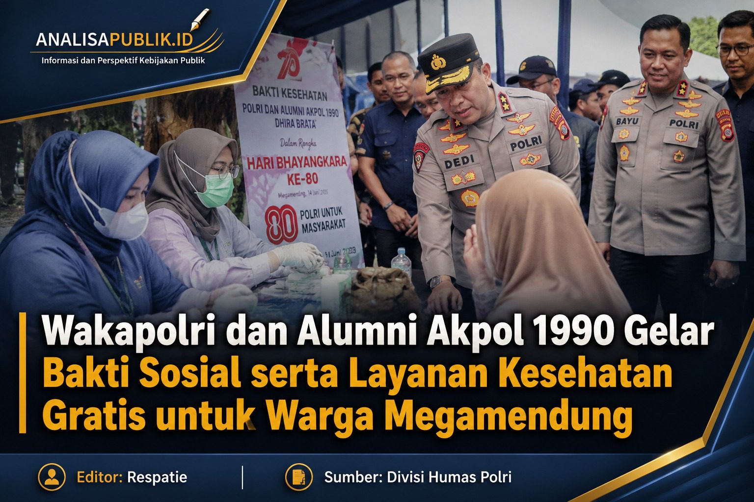 Wakapolri dan Alumni Akpol 1990 Gelar Bakti Sosial serta Layanan Kesehatan Gratis untuk Warga Megamendung