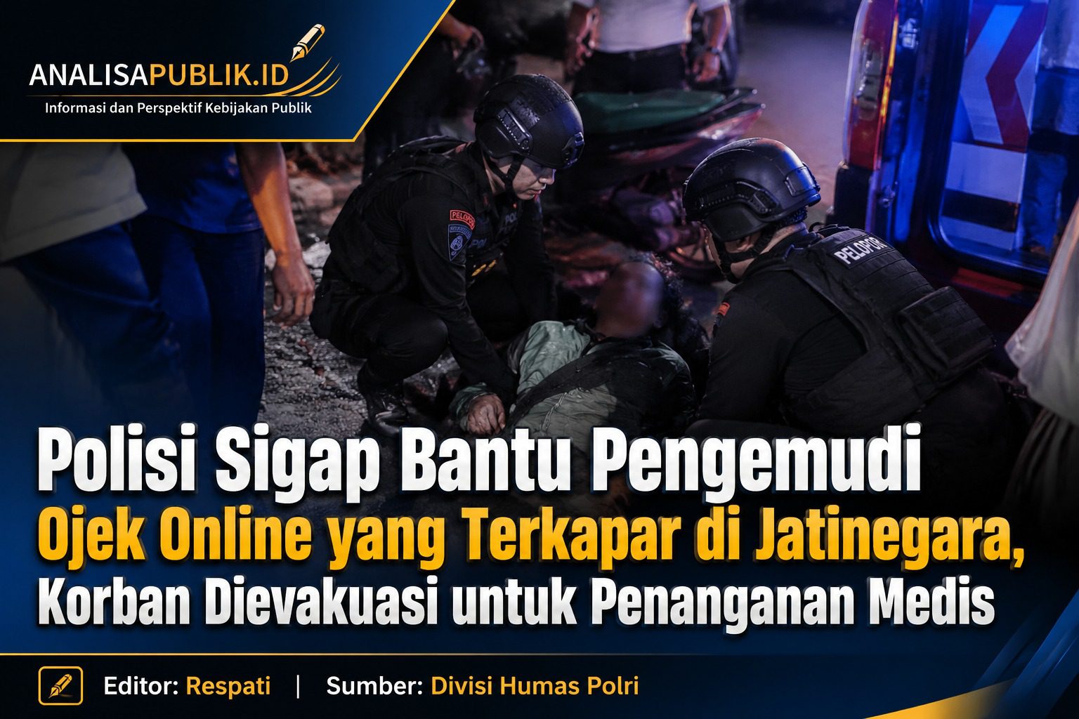 Polisi Sigap Bantu Pengemudi Ojek Online yang Terkapar di Jatinegara, Korban Dievakuasi untuk Penanganan Medis
