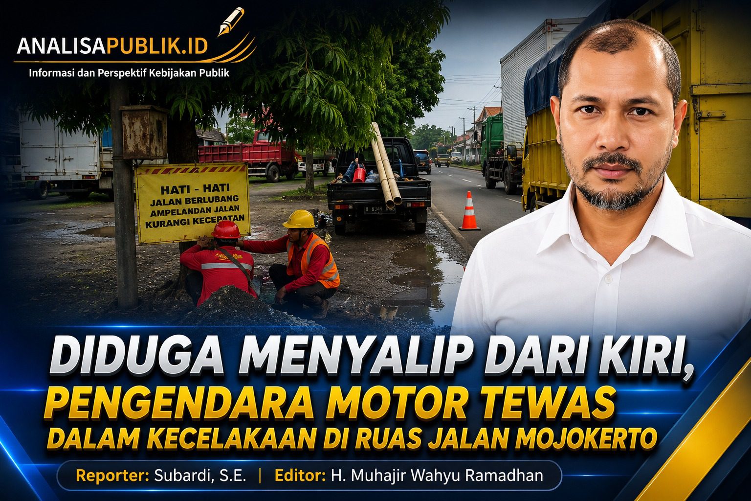 Diduga Menyalip dari Kiri, Pengendara Motor Tewas dalam Kecelakaan di Ruas Jalan Mojokerto