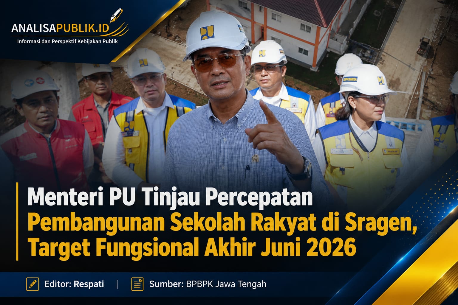 Menteri PU Tinjau Percepatan Pembangunan Sekolah Rakyat di Sragen, Target Fungsional Akhir Juni 2026