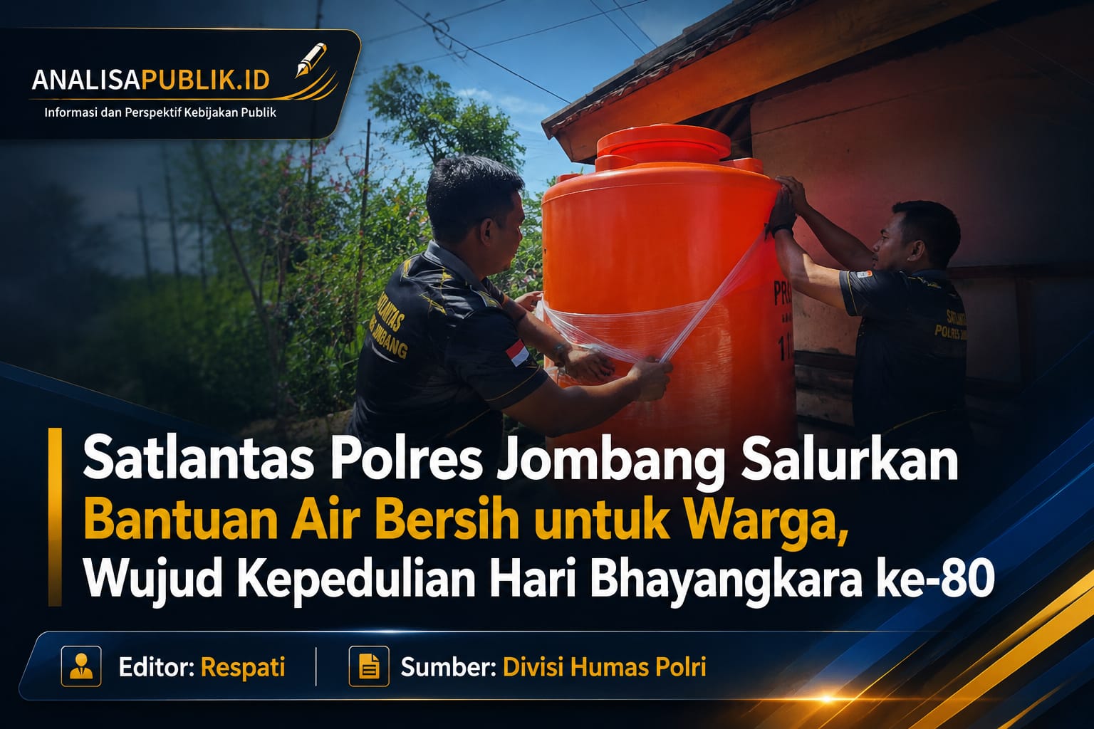 Satlantas Polres Jombang Salurkan Bantuan Air Bersih untuk Warga, Wujud Kepedulian Hari Bhayangkara ke-80