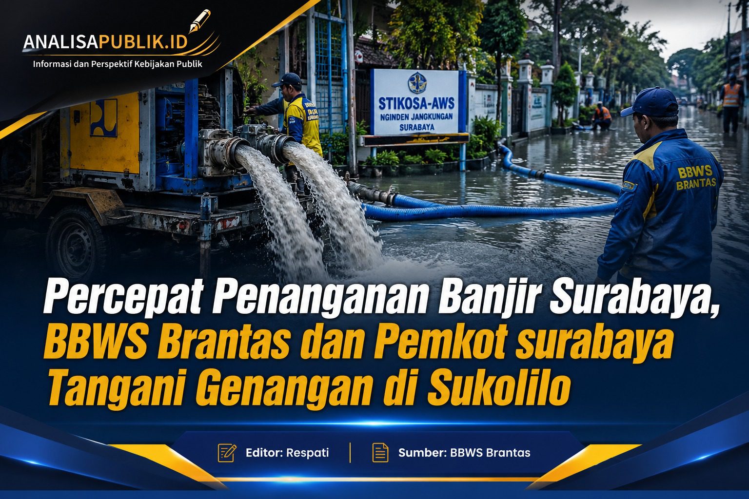 BBWS Brantas dan Pemkot Surabaya Percepat Penanganan Genangan Akibat Hujan Deras