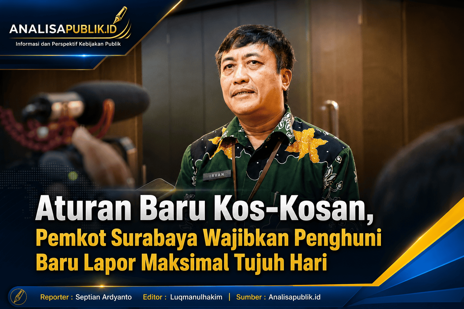 Kepala Dinas Kependudukan dan Pencatatan Sipil (Disdukcapil) Kota Surabaya, Irvan Wahyudrajad