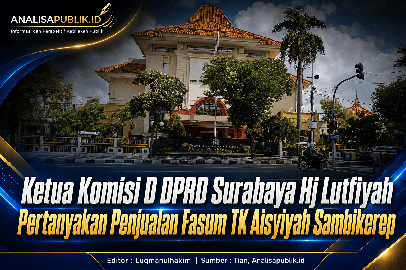 Ketua Komisi D DPRD Surabaya Hj Lutfiyah Pertanyakan Penjualan Fasum TK Aisyiyah Sambikerep