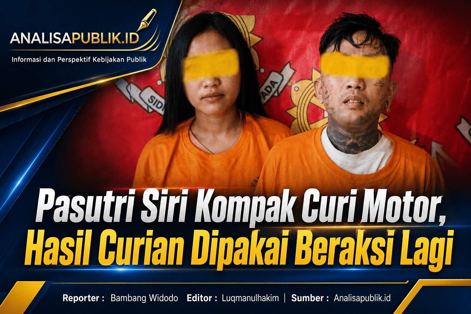 Pasutri Siri Kompak Curi Motor, Hasil Curian Dipakai Beraksi Lagi